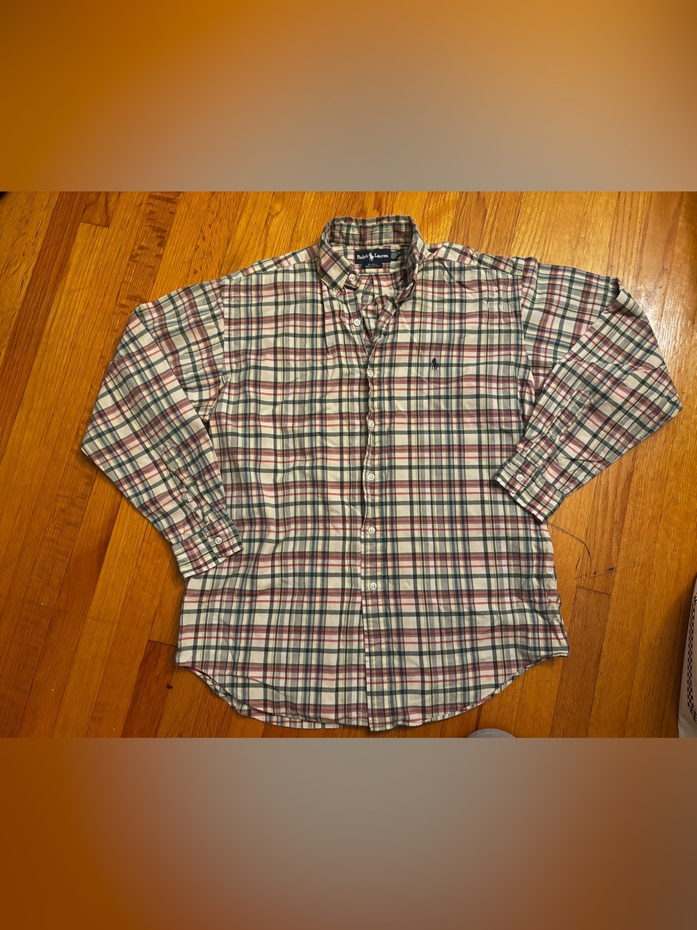 Ralph Lauren Blake Men's M Reg Plaid Woven Cotton LS Button-Down Polo Pony